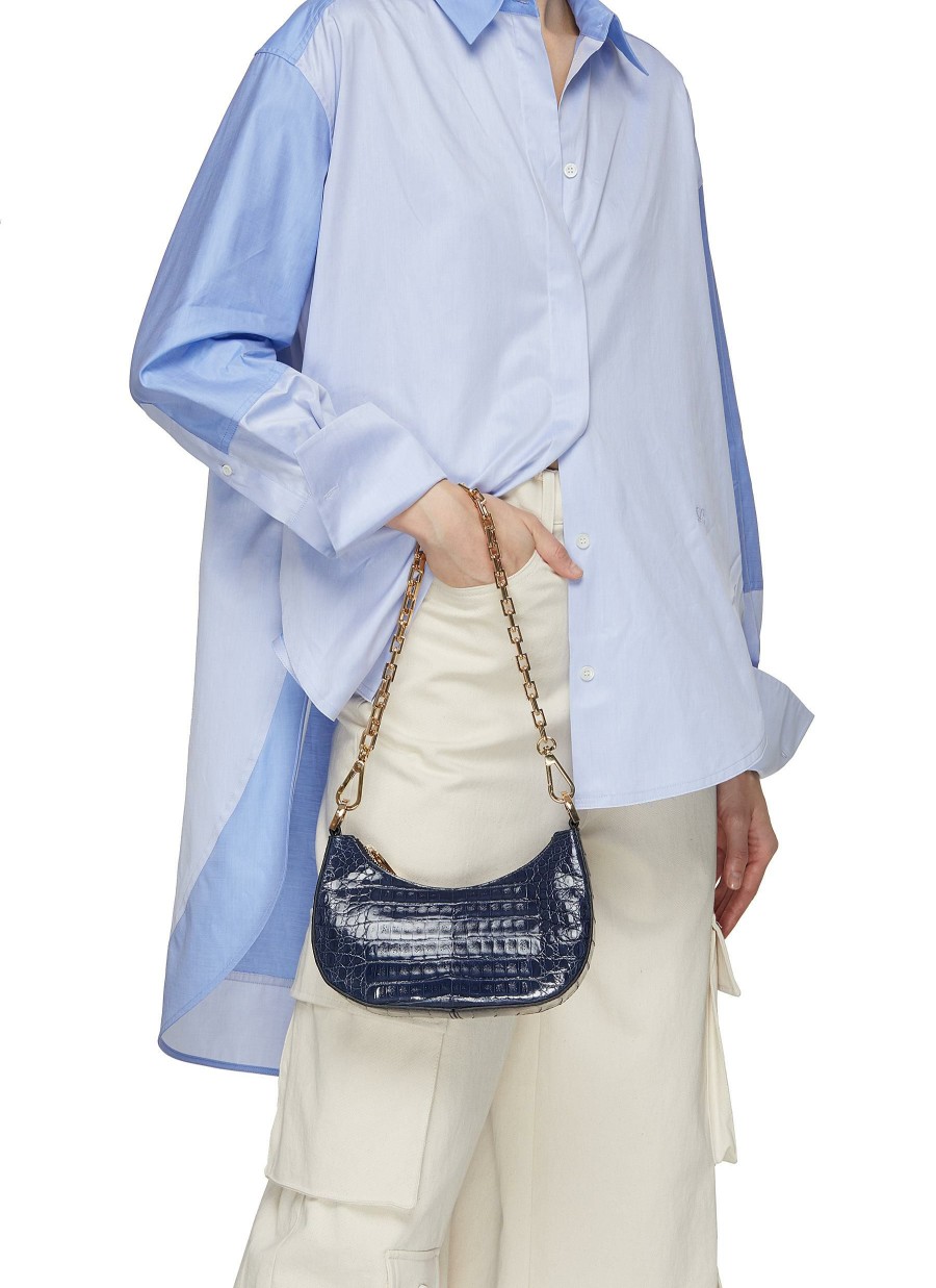 Bags * | Maria Oliver Online Mini 'Mia' Caiman Leather Hobo Bag