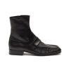 Shoes * | The Row Clearance Almond Toe Ruched Detail Calf Leather Loafer Boots