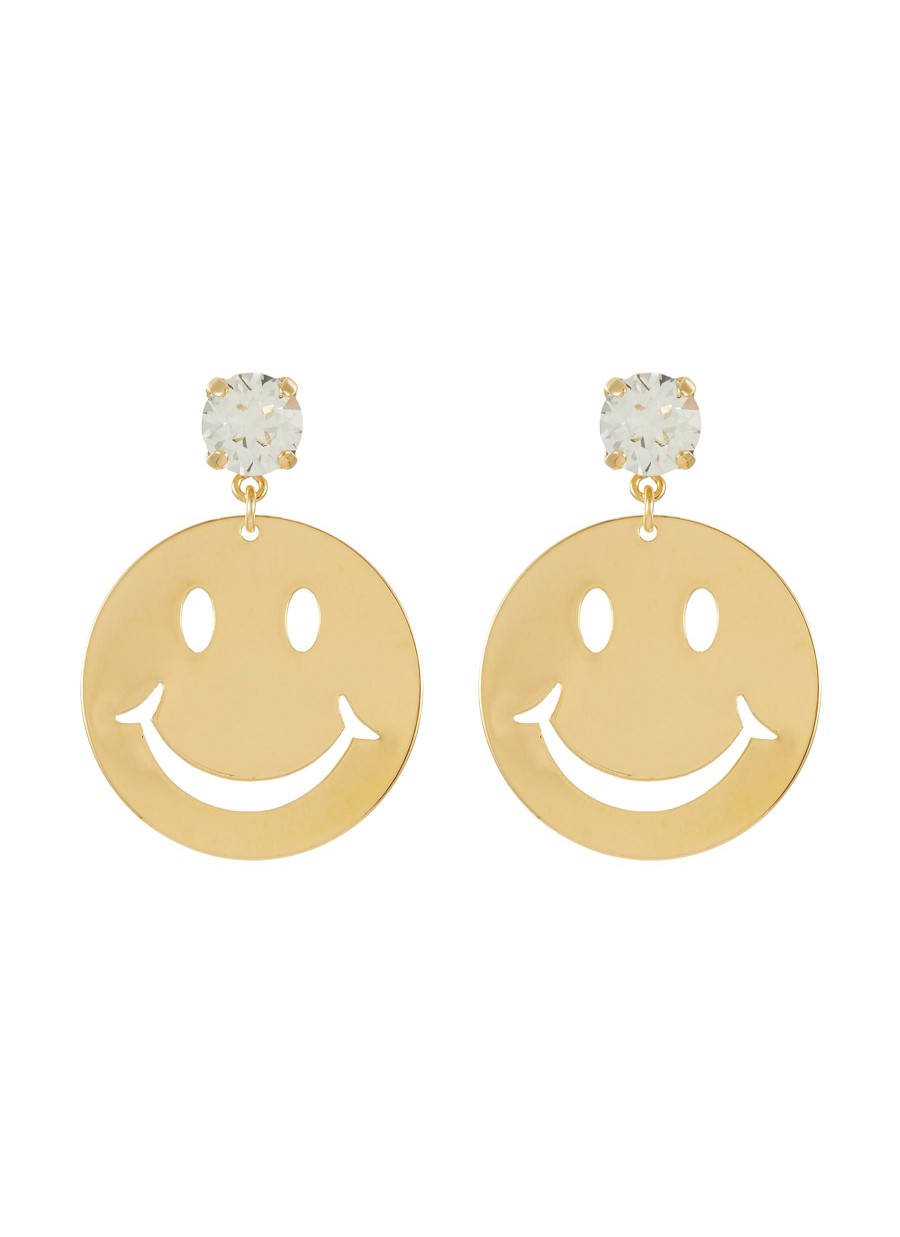 Accessories * | Venessa Arizaga Fashion 'Sparkling Smile' Gold Plated Brass Rhinestone Earrings