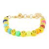 Accessories * | Venessa Arizaga Premium 'Rainbow Cheer' Gold Plated Brass Ceramic Glass Bead Bracelet