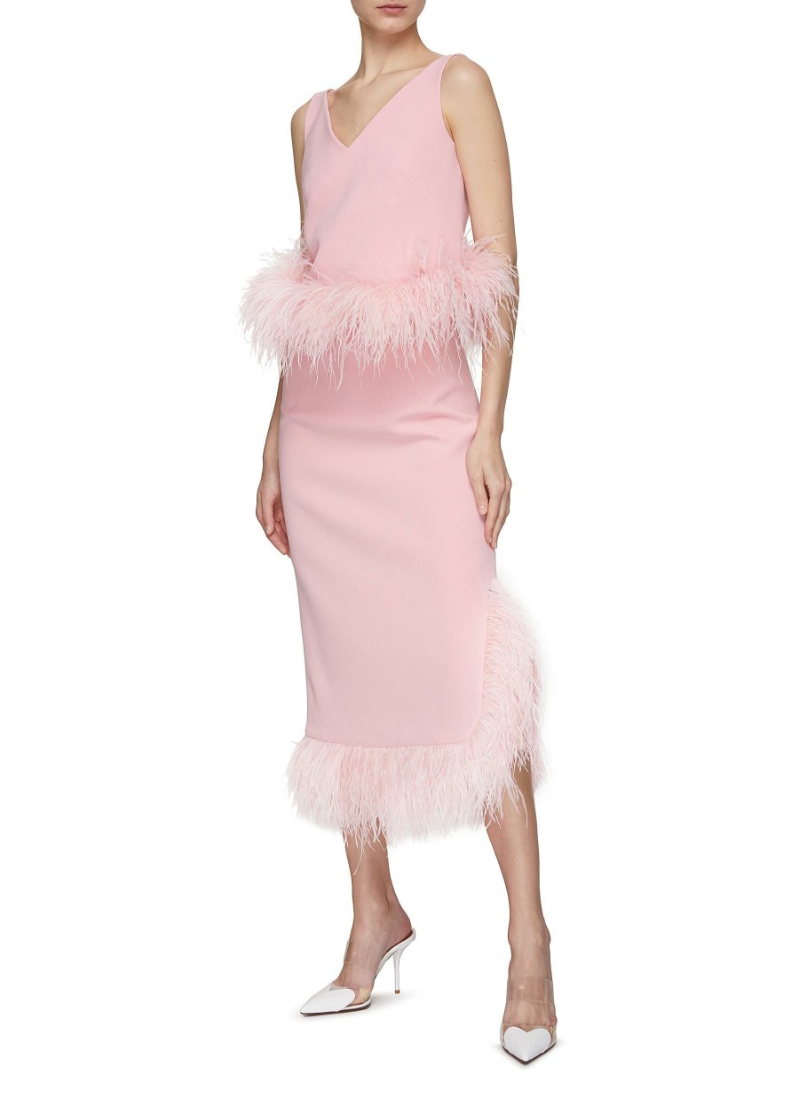 Clothing * | Huishan Zhang Discount 'Marcia' V-Neck Sleeveless Feather Trim Top