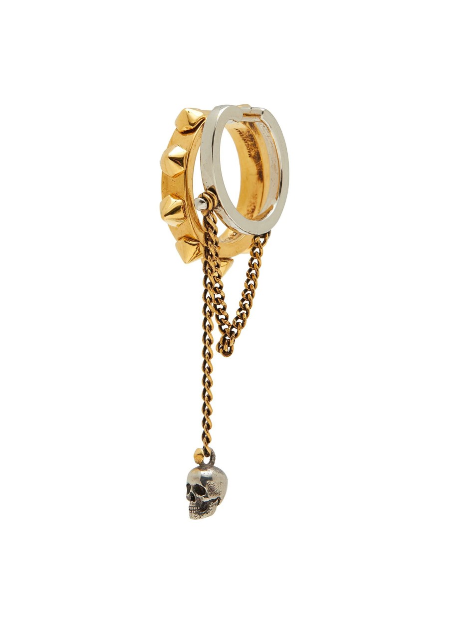 Accessories * | Alexander Mcqueen Best Sale Brass Skull Pendant Double Hoop Ear Cuff