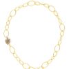 Accessories * | Monshiro Free Delivery Gold Plated Metal Vintage Czech Glass Bead Oval Chain Necklace