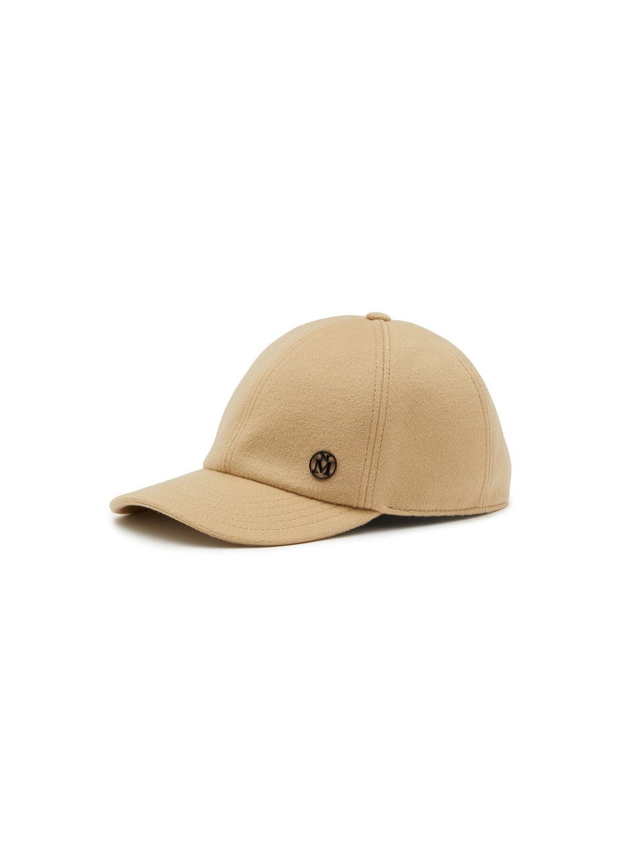 Accessories * | Maison Michel Fashion 'Tiger' Round Logo Plaque Cashmere Blend Cap