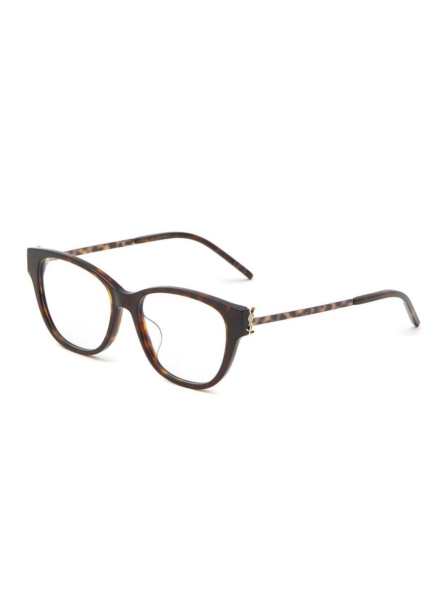 Accessories * | Saint Laurent Hot Sale Acetate Square Frame Logo Temple Optical Glasses