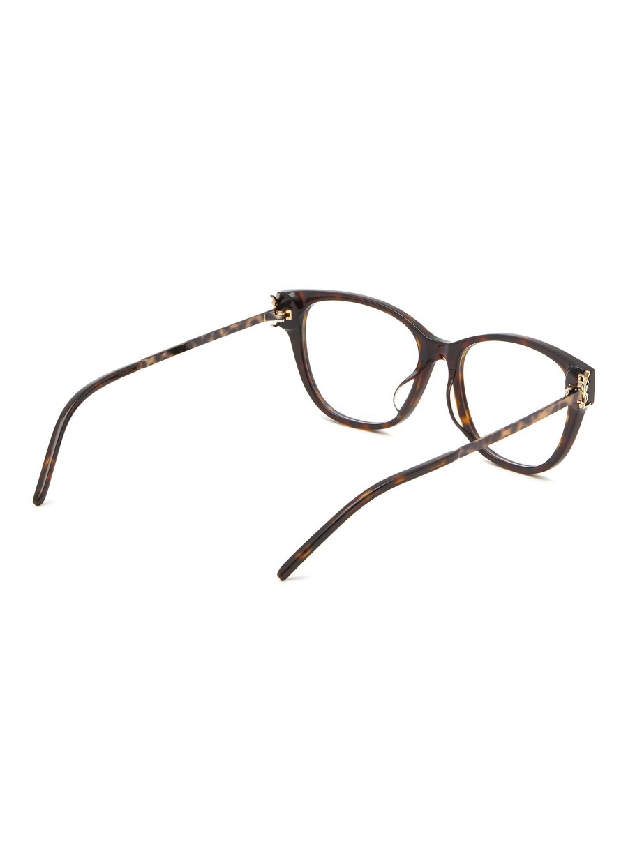 Accessories * | Saint Laurent Hot Sale Acetate Square Frame Logo Temple Optical Glasses