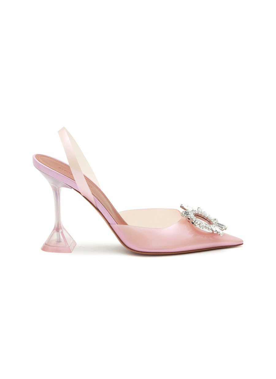 Shoes * | Amina Muaddi Shop 'Begum' 95 Crystal Embellished Pvc Heels