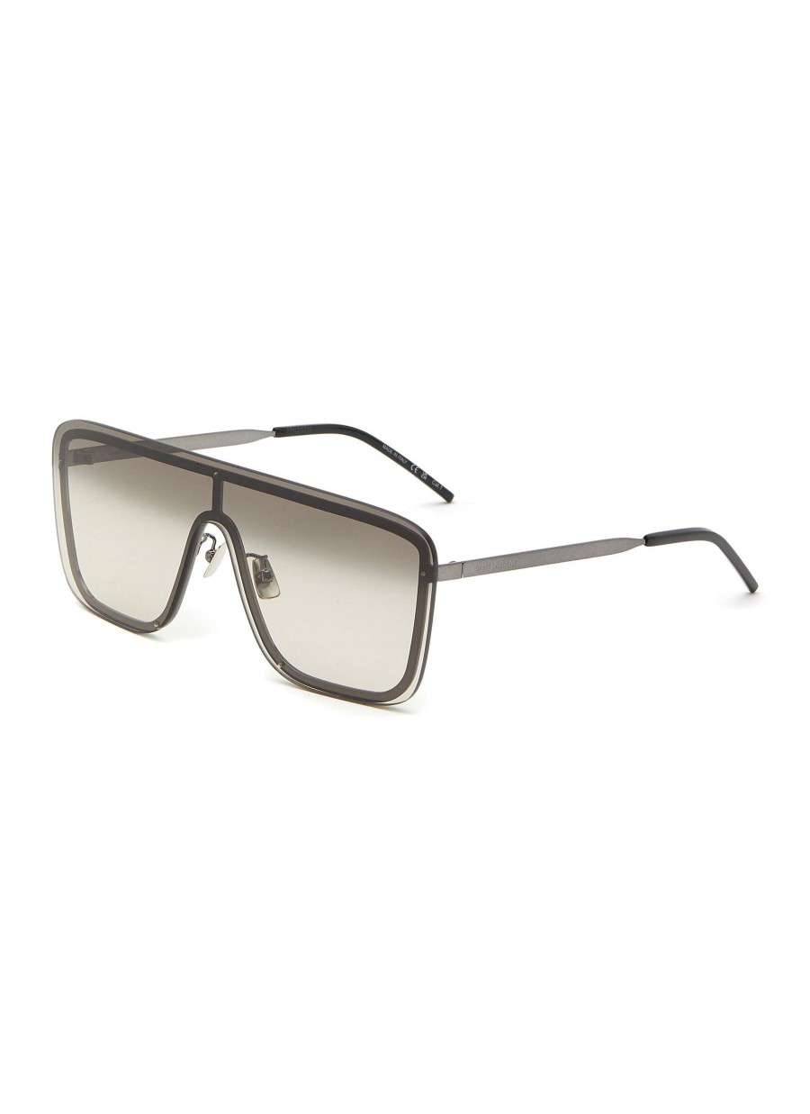 Accessories * | Saint Laurent Good Quality Grey Lens Metal Square Frame Sunglasses