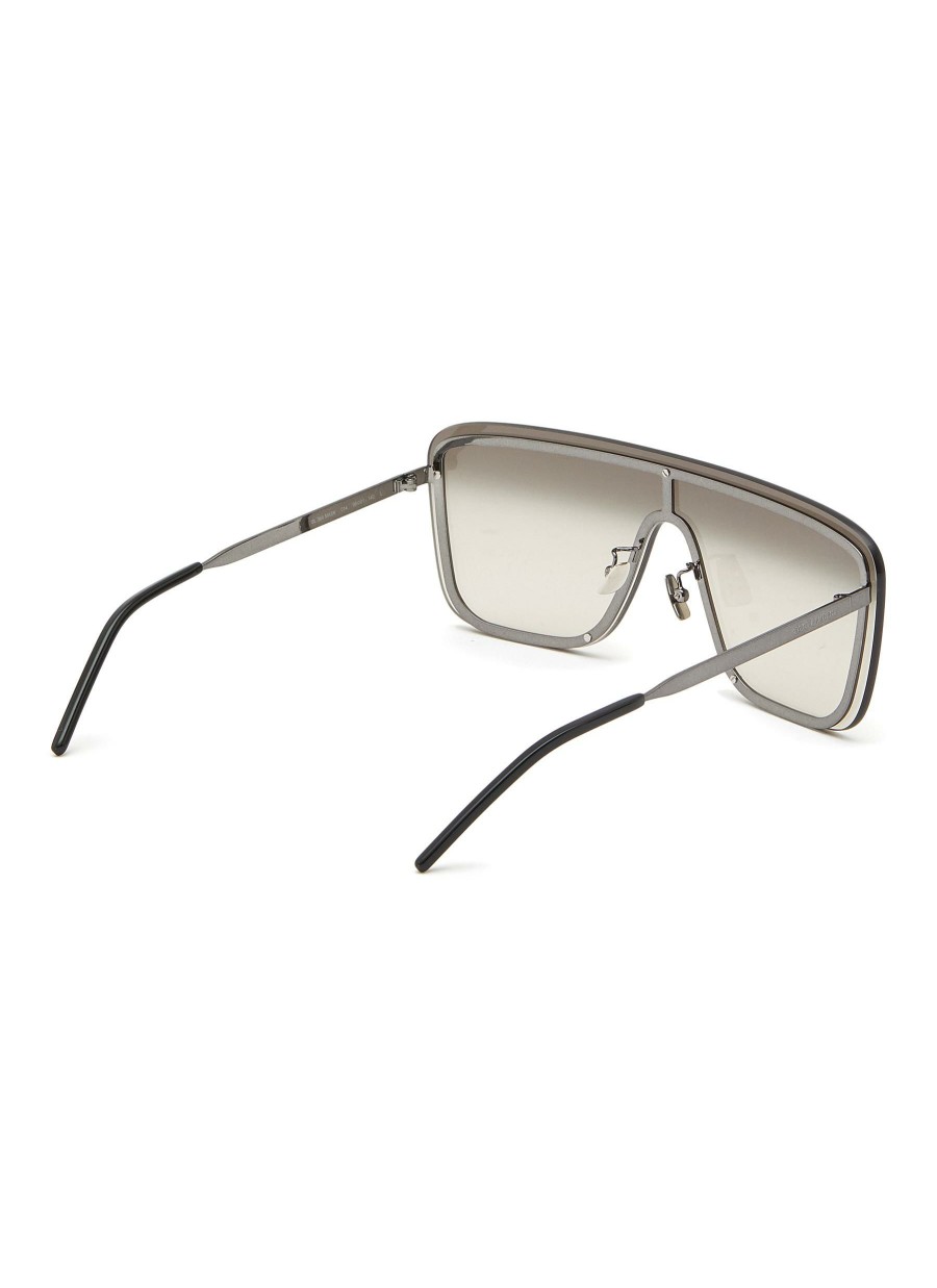 Accessories * | Saint Laurent Good Quality Grey Lens Metal Square Frame Sunglasses