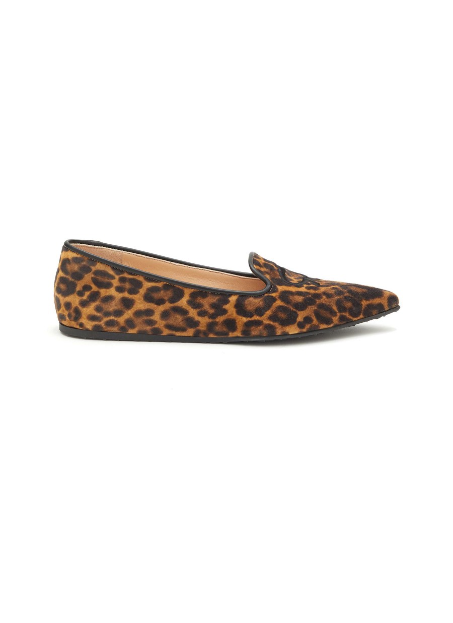 Shoes * | Gianvito Rossi Fashion Leopard Print Leather Point Toe Loafers