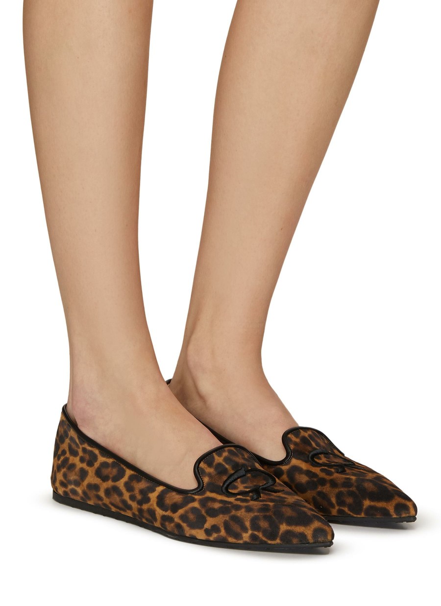 Shoes * | Gianvito Rossi Fashion Leopard Print Leather Point Toe Loafers