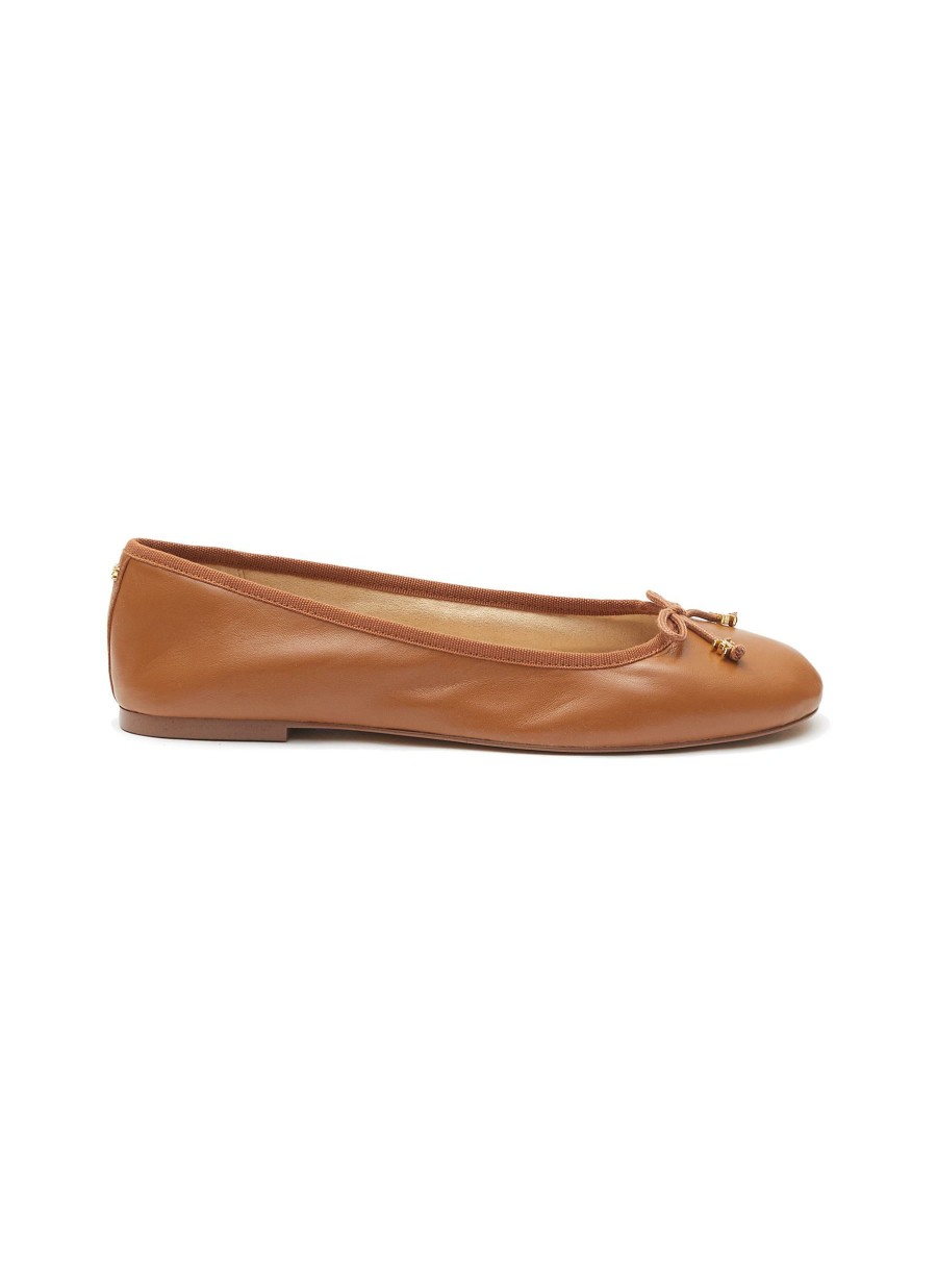 Shoes * | Sam Edelman Hot Sale 'Felicia Luxe' Logo Bow Applique Round Toe Leather Ballerina Flats