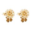 Accessories * | Monshiro Premium 'White Clover' Gold Plated Metal Pearl Glass Bead Mismatch Earrings