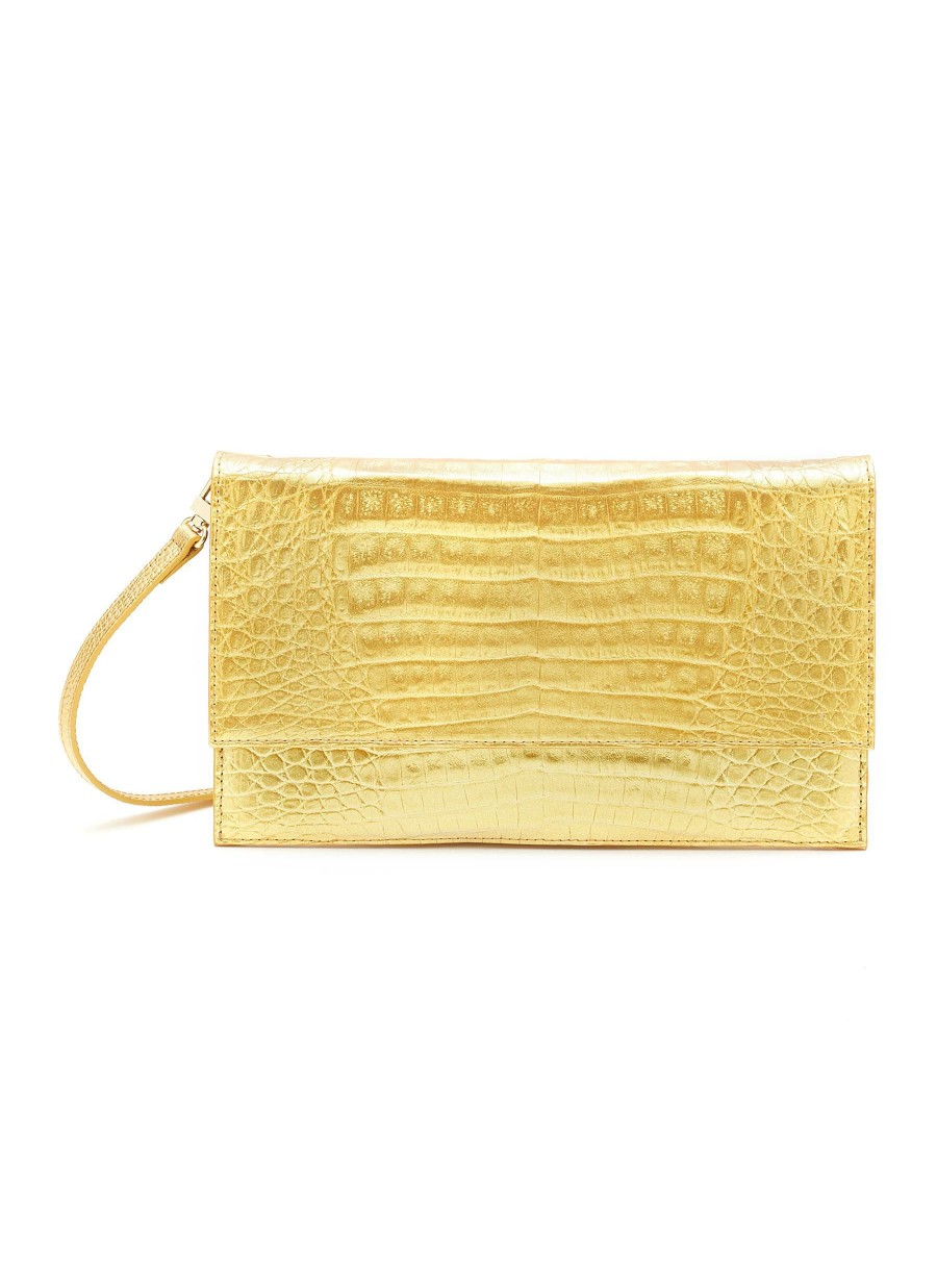 Bags * | Maria Oliver Clearance 'Sofia' Caiman Leather Flapped Clutch