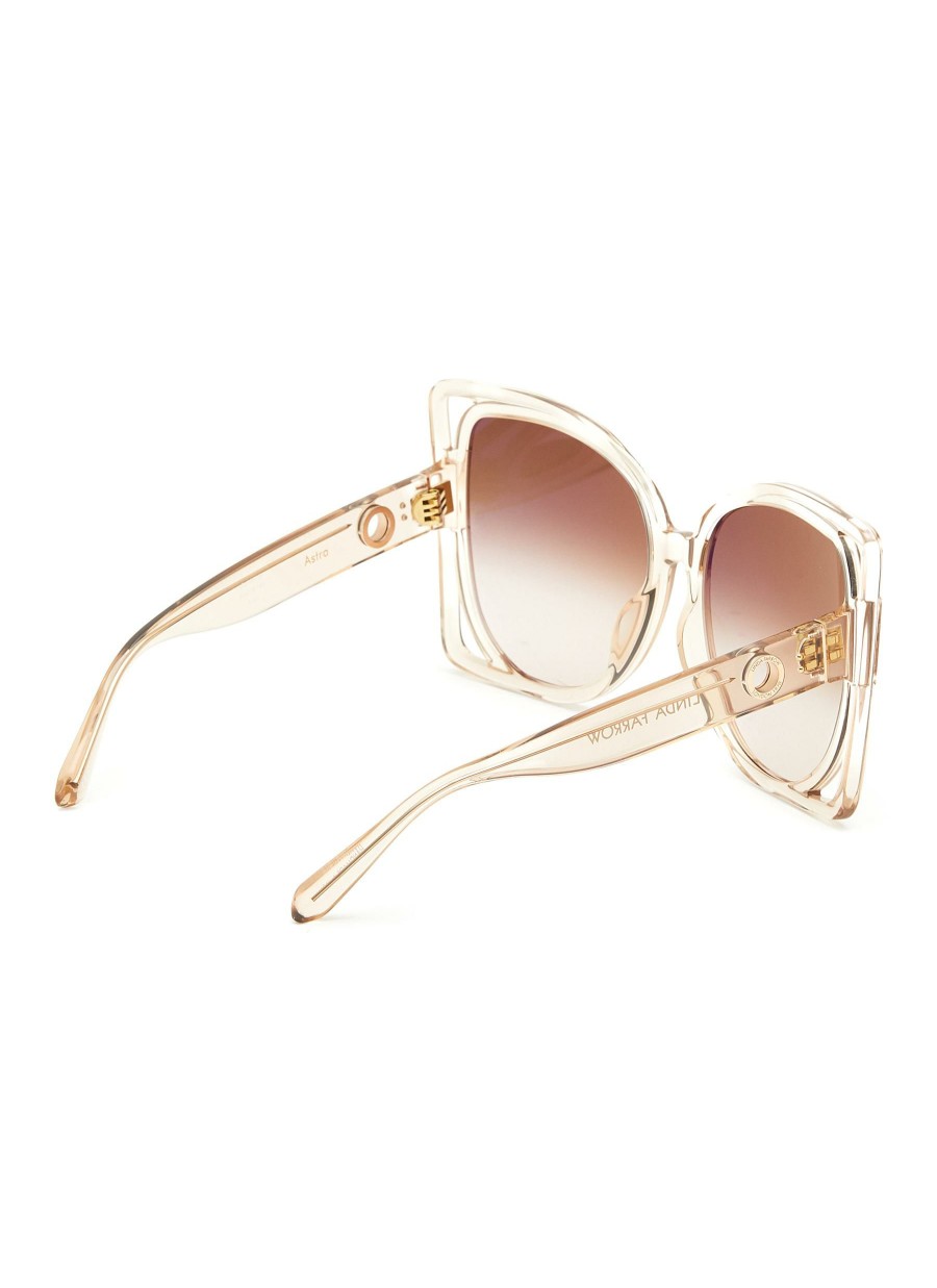 Accessories * | Linda Farrow Closeout Sale 'Astra' Acetate Cateye Frame Mocha Gradient Lens