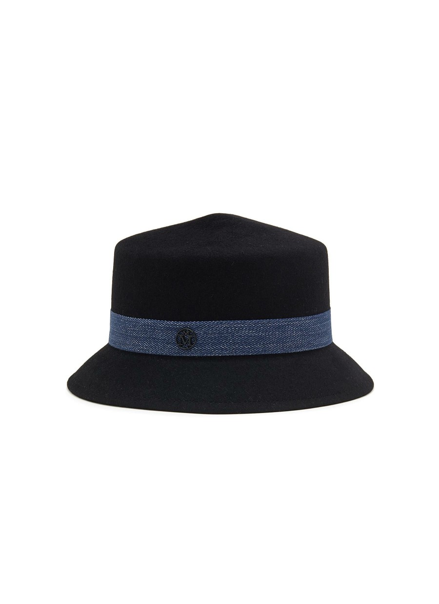 Accessories * | Maison Michel Flash Sale 'Arsene' Denim Ribbon Rabbit Felt Bucket Hat