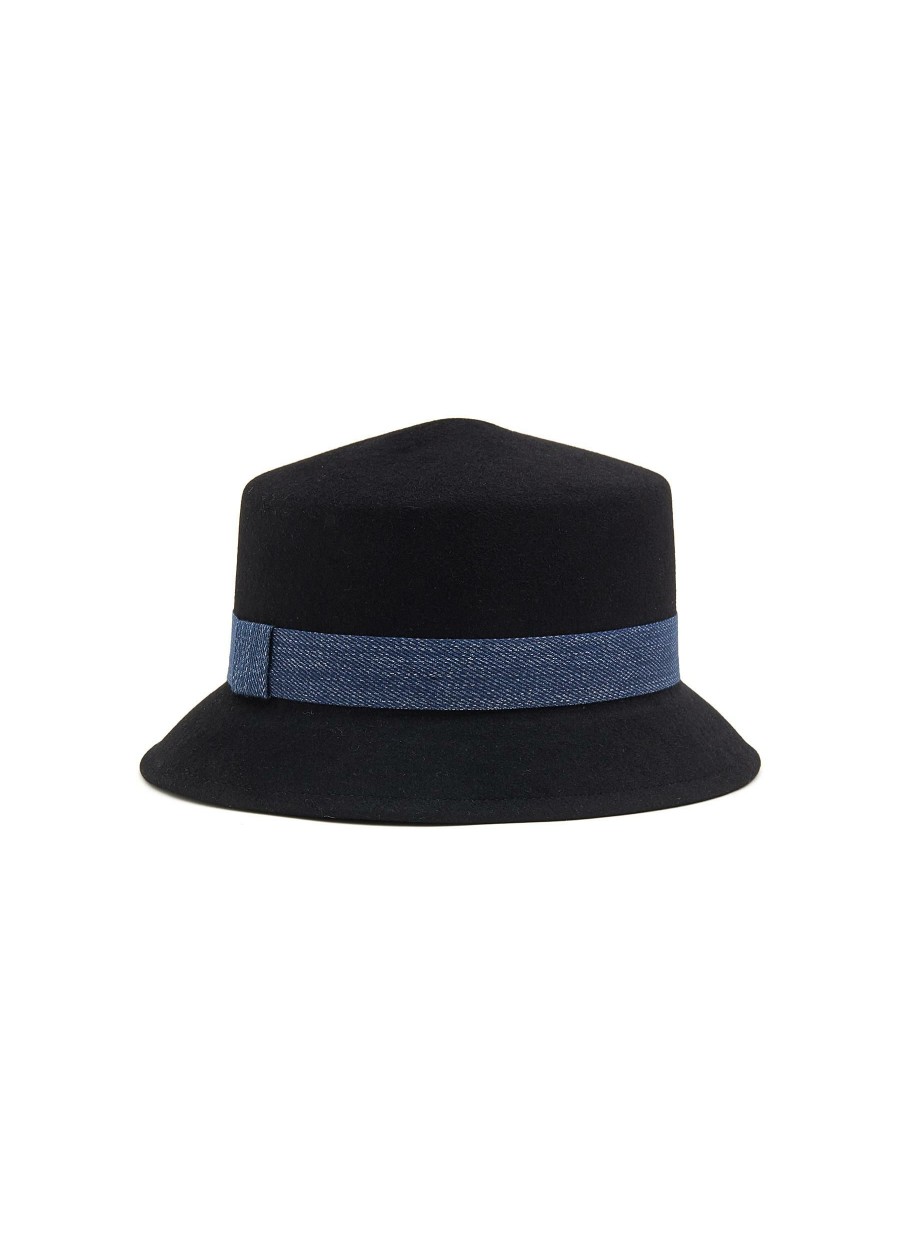 Accessories * | Maison Michel Flash Sale 'Arsene' Denim Ribbon Rabbit Felt Bucket Hat