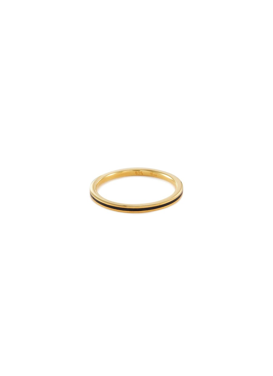 Accessories * | Eyem Outlet 18K Gold Plated Sterling Silver Enamel Slim Band Ring