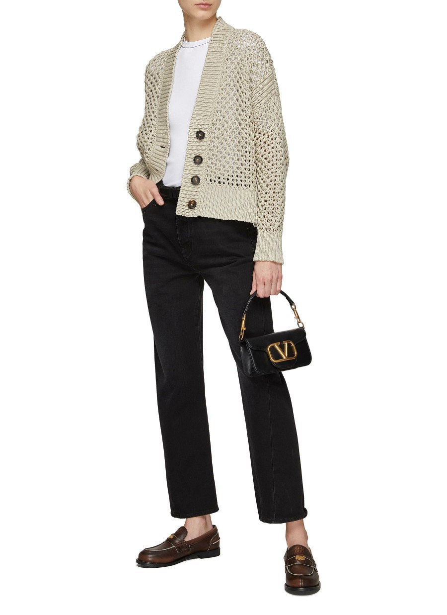 Clothing * | Brunello Cucinelli Quick Delivery Diamante Net Cashmere Silk Blend Knit Cardigan