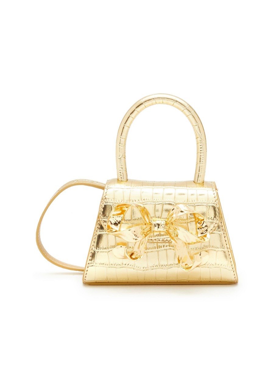 Bags * | Self-Portrait Flash Sale Micro 'Bow' Croc Embossed Leather Crossbody Bag