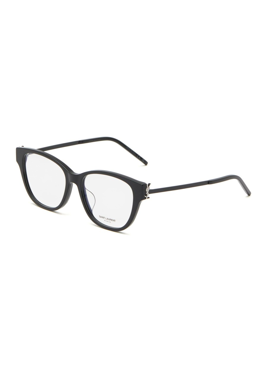 Accessories * | Saint Laurent Shop Acetate Square Frame Logo Temple Optical Glasses