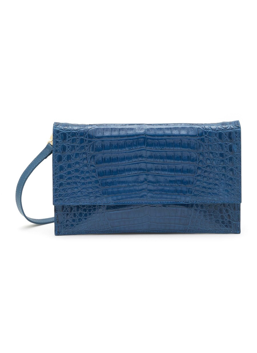 Bags * | Maria Oliver Outlet 'Sofia' Caiman Leather Flapped Clutch