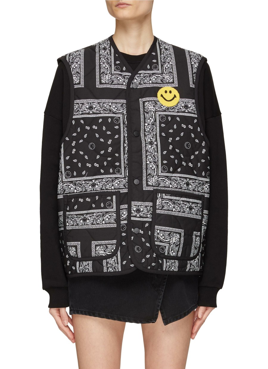 Clothing * | Joshua'S Premium Crocheted Smiley Face Quilted Bandana Vest