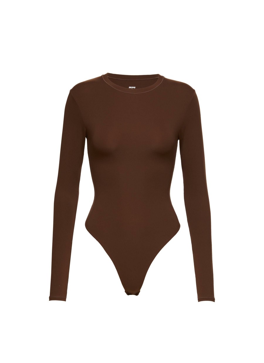 Clothing * | Skims Free Delivery 'Fits Everybody' Long Sleeve Crew Neck Bodysuit