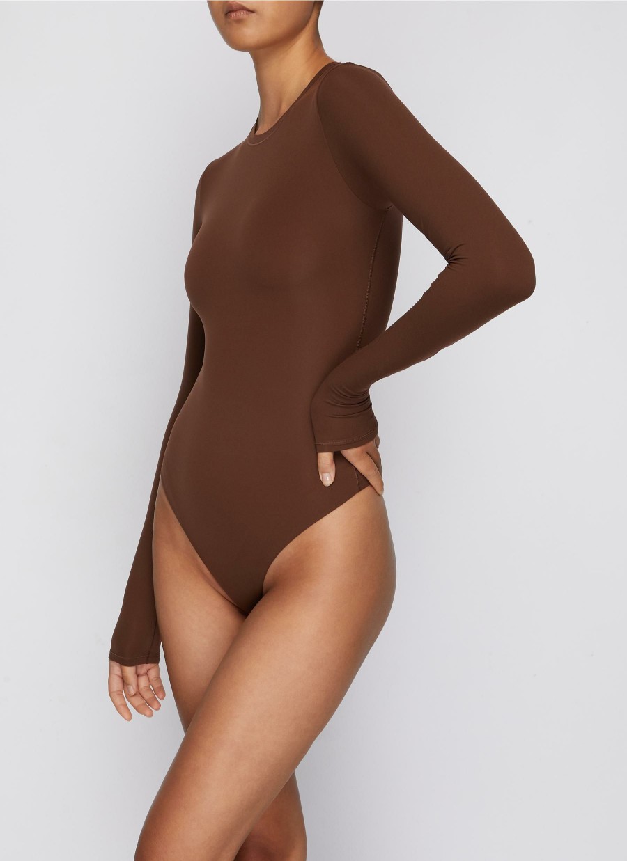 Clothing * | Skims Free Delivery 'Fits Everybody' Long Sleeve Crew Neck Bodysuit