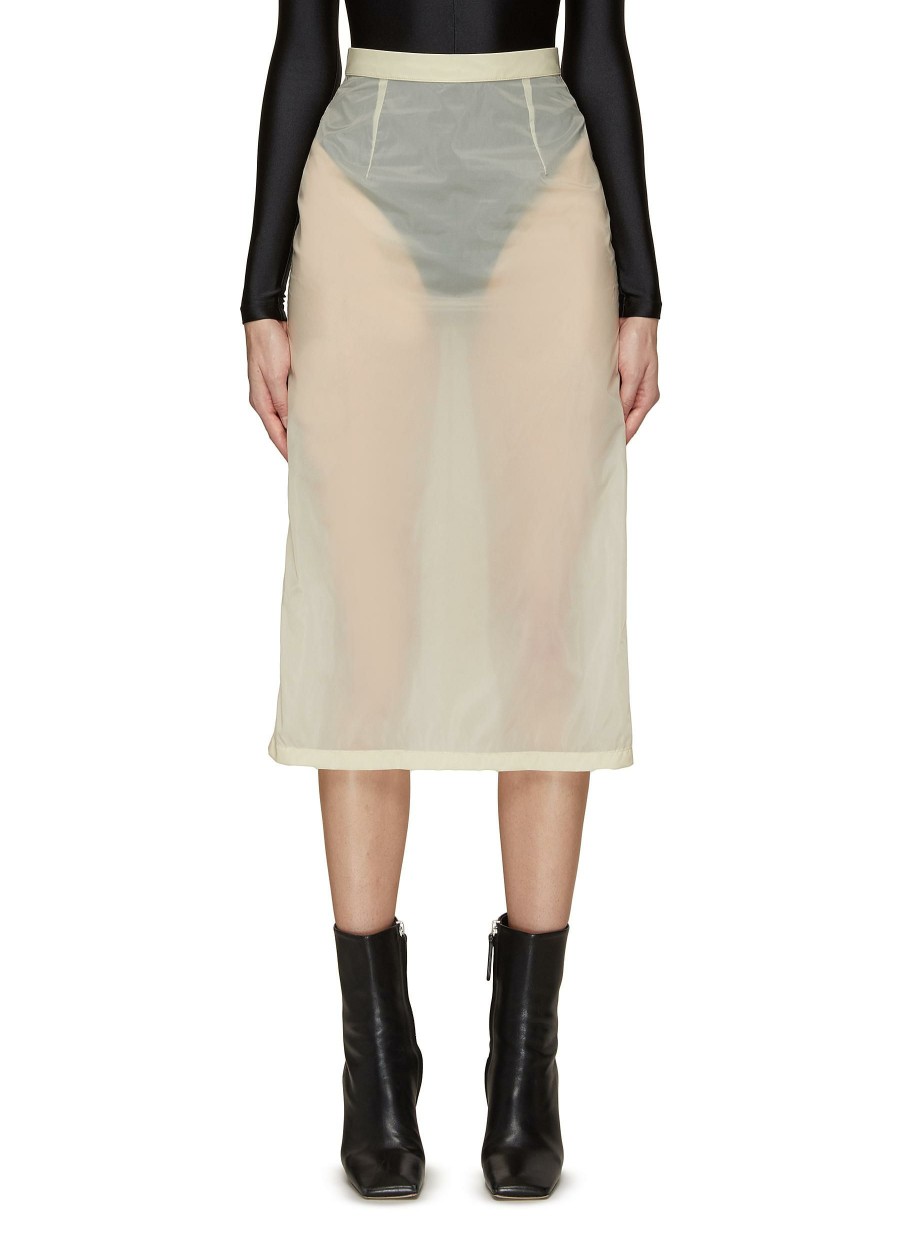 Clothing * | Maison Margiela Online High Waist Sheer Nylon Midi Pencil Skirt