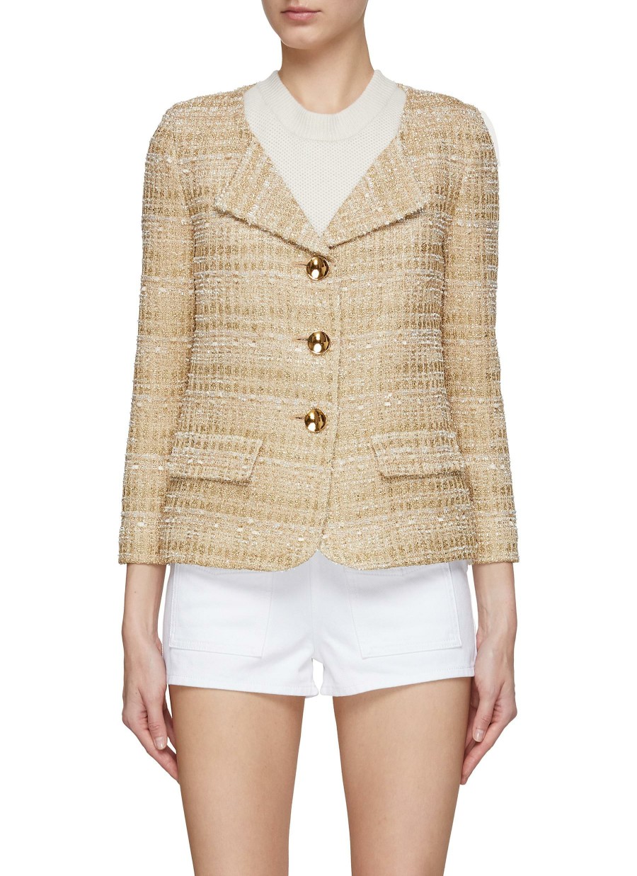 Clothing * | St. John Fashion Single Breasted Quarter Sleeve Tweed Jacket