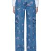 Clothing * | Ganni Excellent Quality Butterfly Embroidery Washed Cargo Jeans