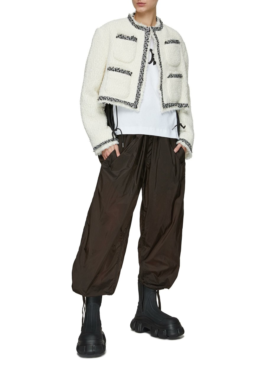 Clothing * | Sacai Discount Front Pocket Mock Neck Cropped Tweed Jacket