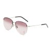 Accessories * | Saint Laurent Clearance Logo Applique Pink Lens Metal Frame Oversize Aviator Sunglasses