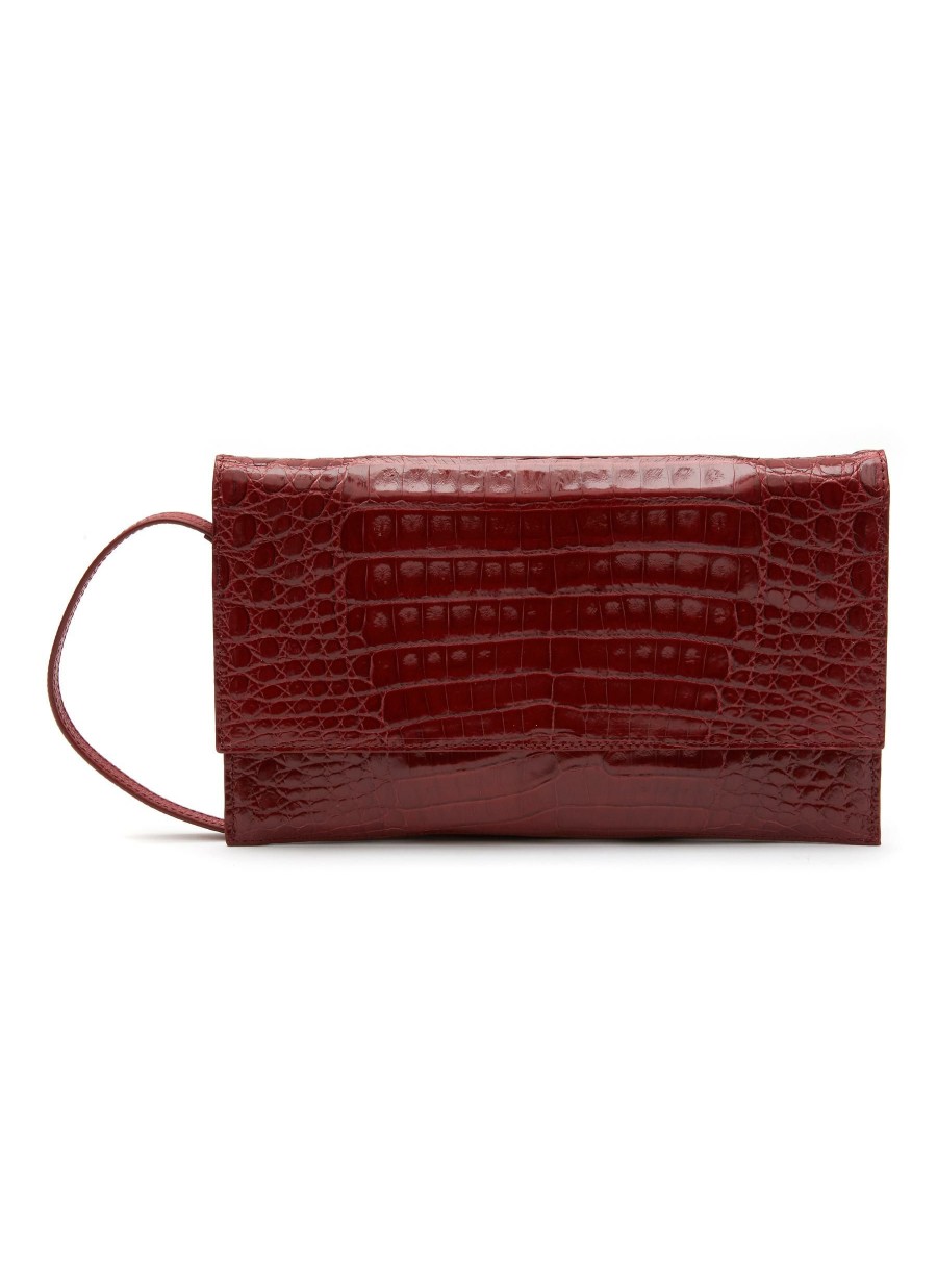 Bags * | Maria Oliver Clearance 'Sofia' Caiman Leather Flapped Clutch