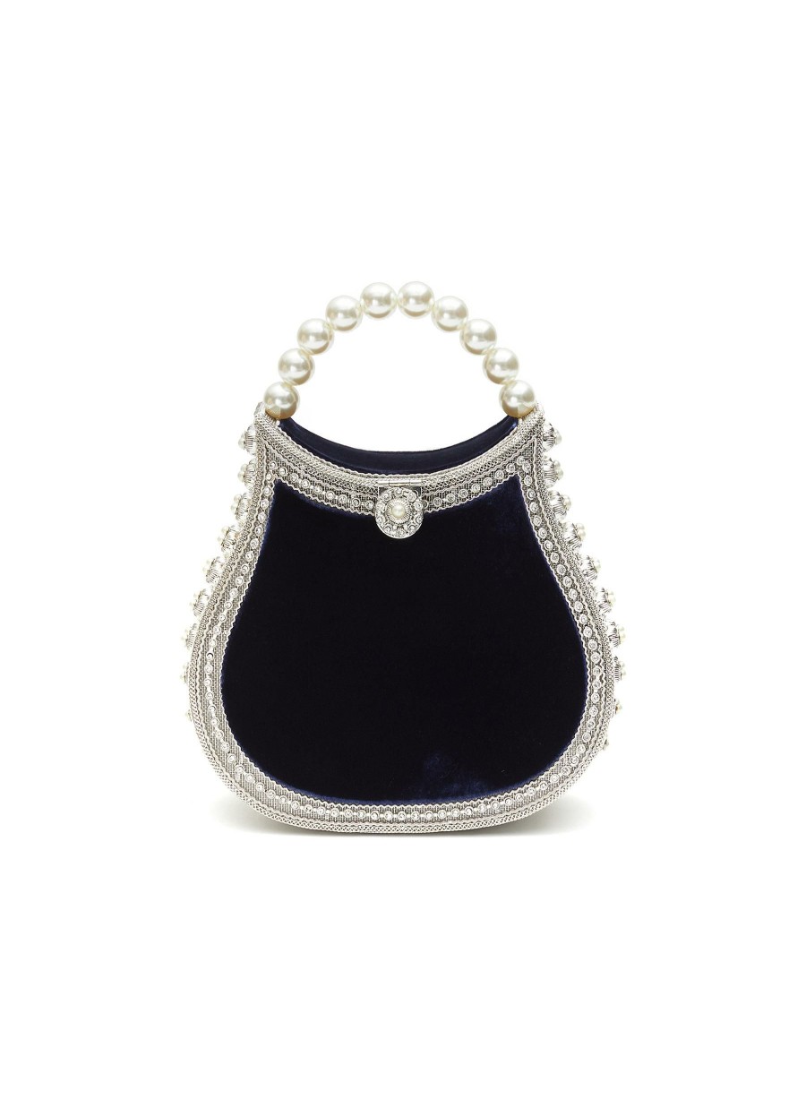 Bags * | Mae Cassidy Free Delivery 'Nimmi' Pearl Top Handle Velvet Bag