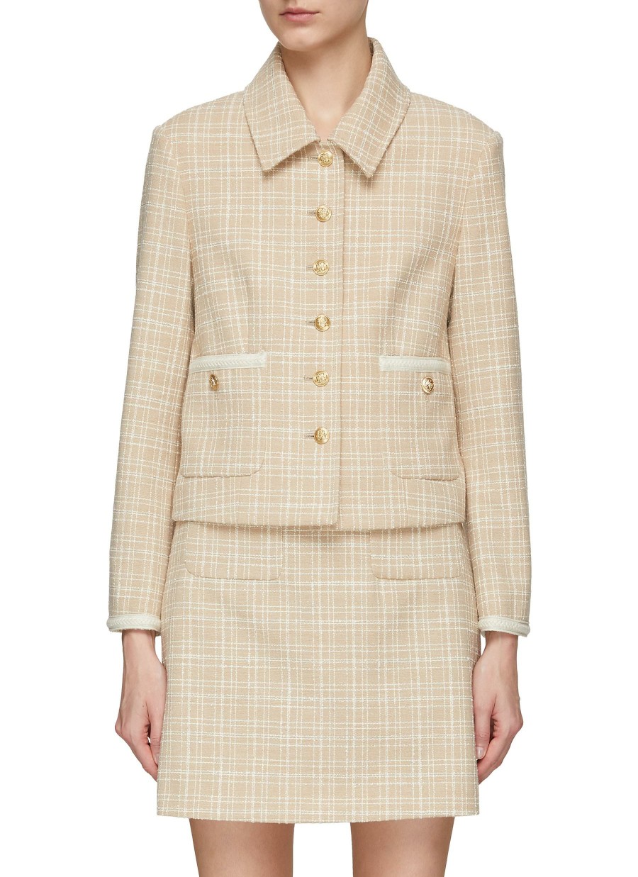 Clothing * | Dunst Quick Delivery Gold Toned Button Shirt Collar Tweed Jacket