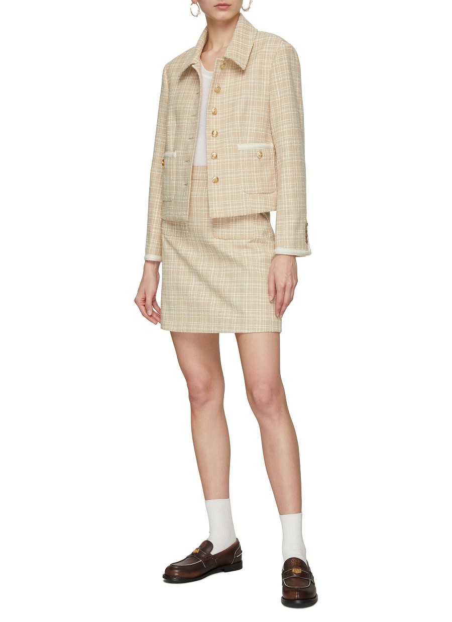 Clothing * | Dunst Quick Delivery Gold Toned Button Shirt Collar Tweed Jacket