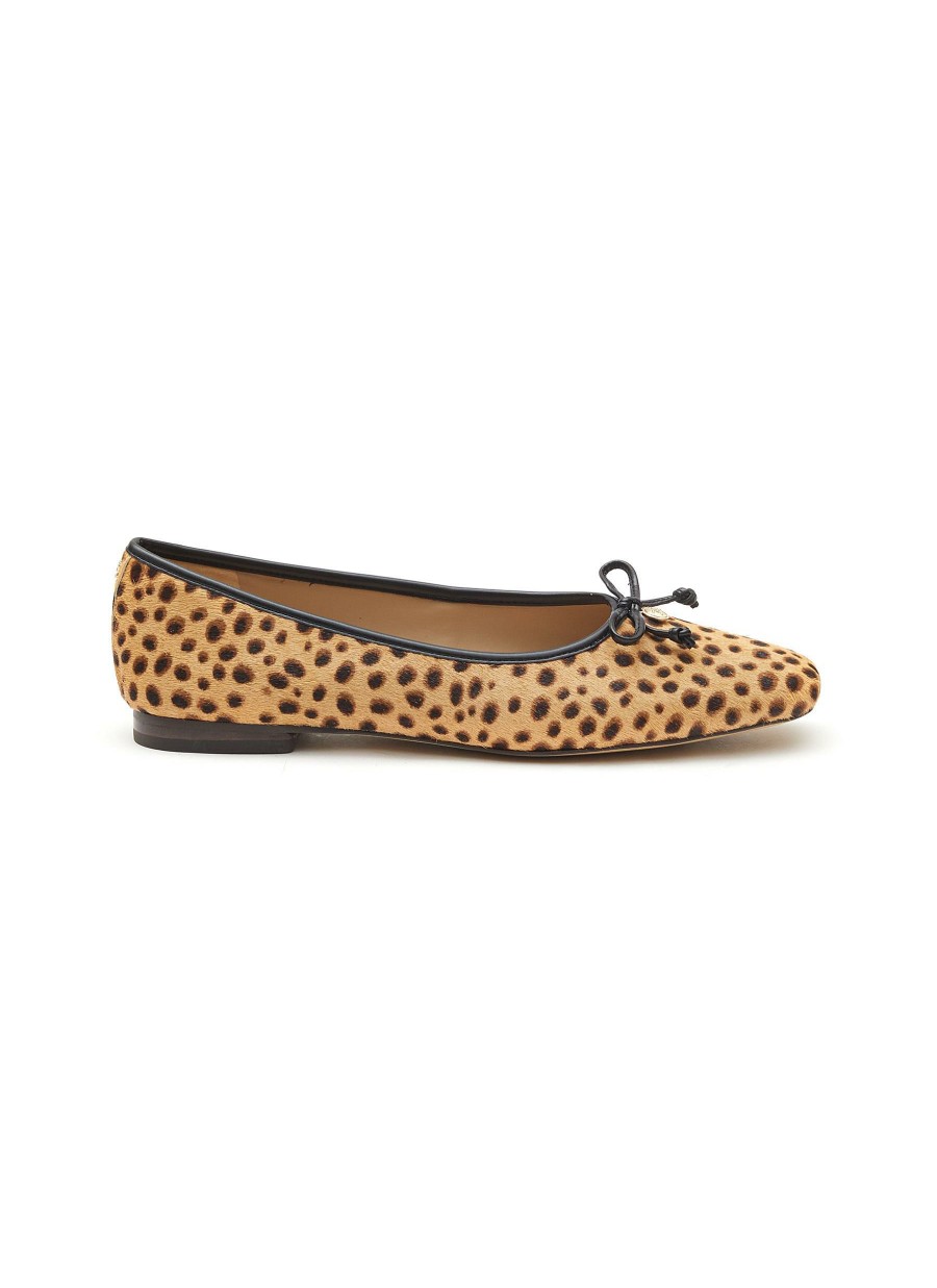 Shoes * | Sam Edelman Premium 'Meadow' Cheetah Print Logo Bow Applique Square Toe Ballerina Flats