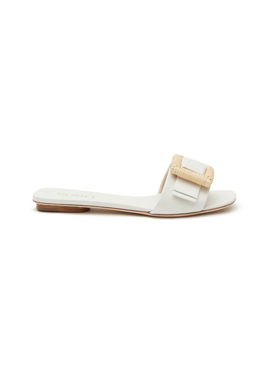 Shoes * | Rodo Outlet Sale 'Bonnie' Wicker Buckle Leather Slides