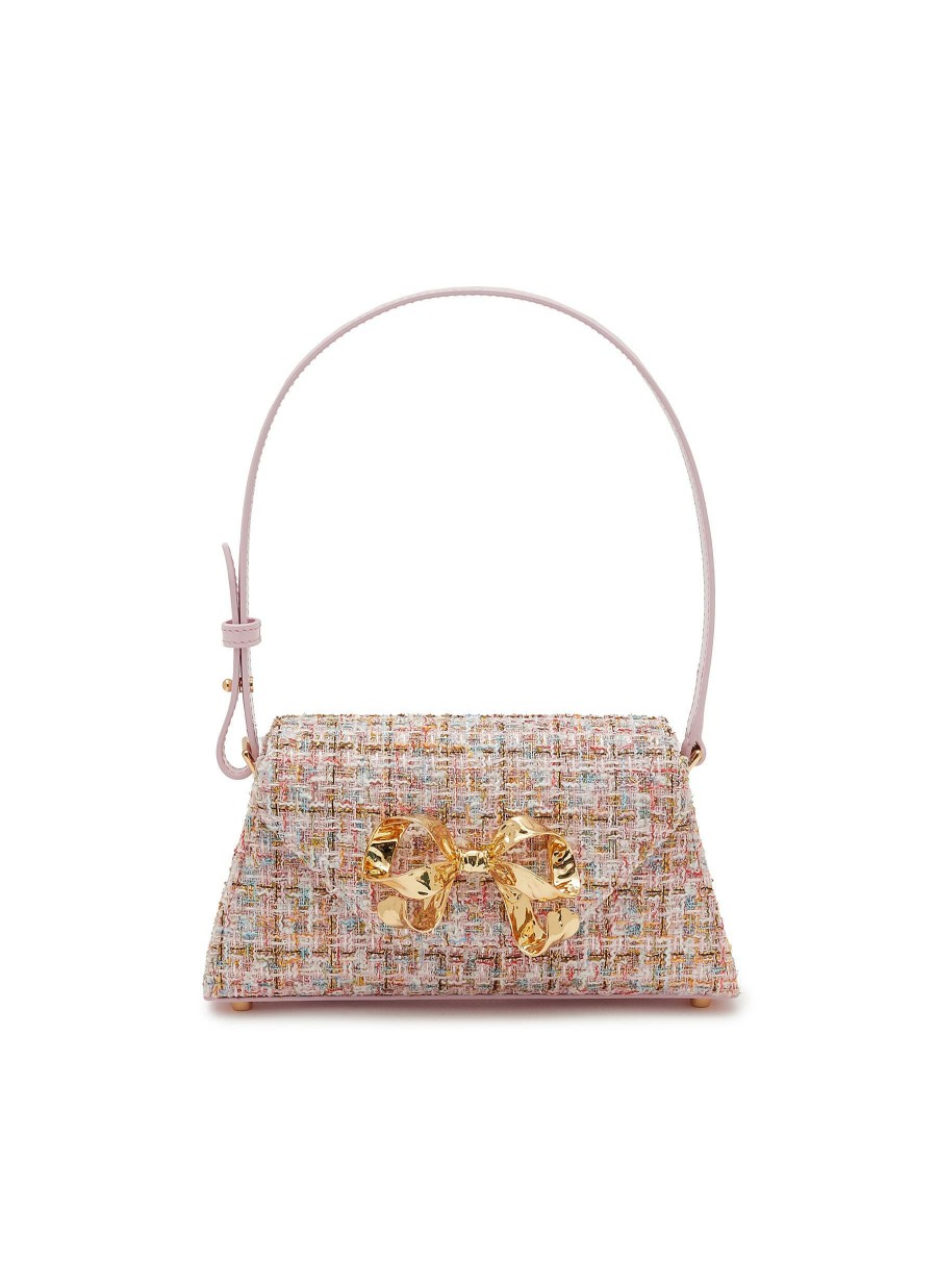 Bags * | Self-Portrait Discount Mini 'Bow' Boucle Shoulder Bag