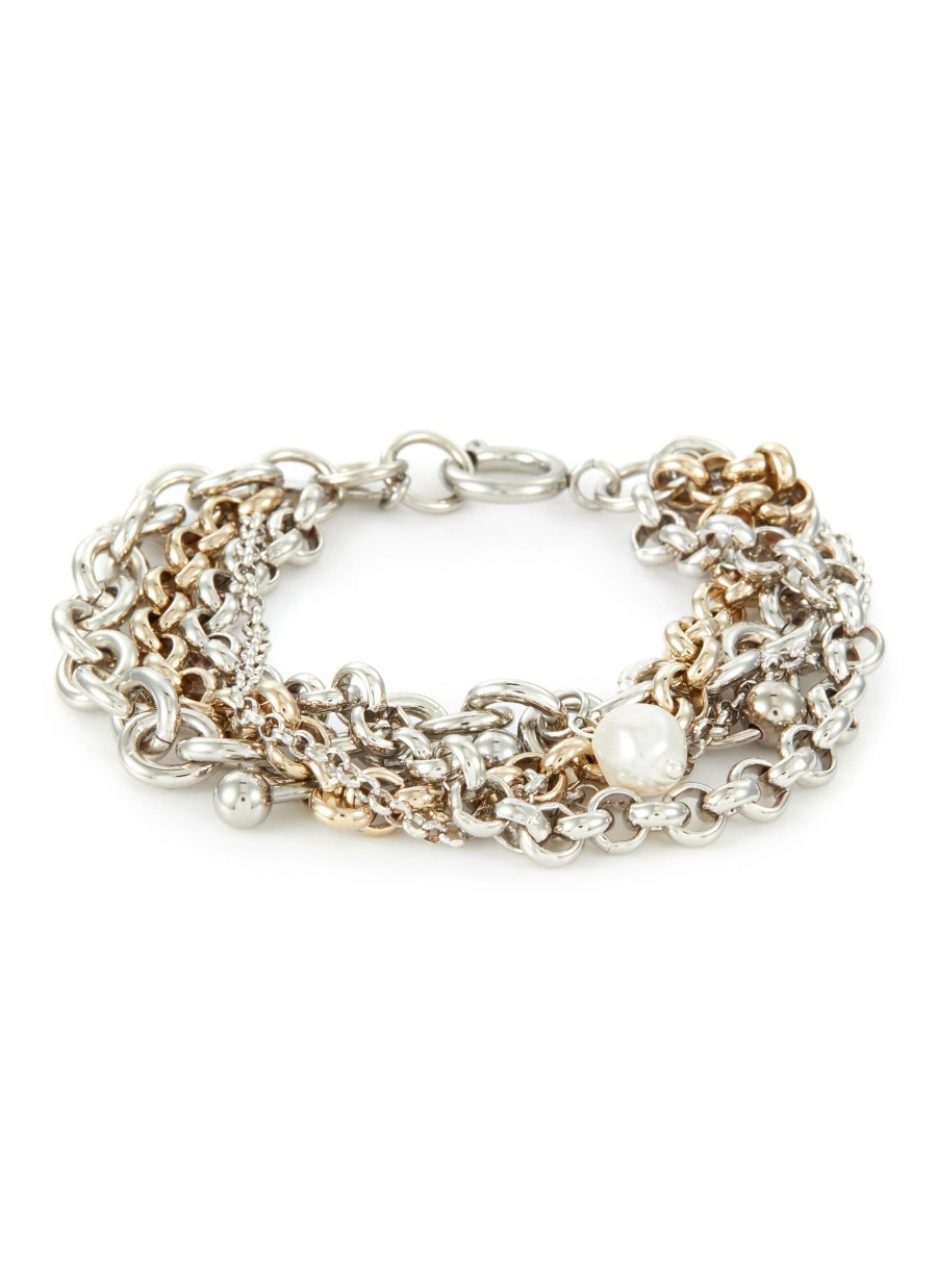 Accessories * | Justine Clenquet Online 24K Gold Palladium Plated Multi Chain Bracelet