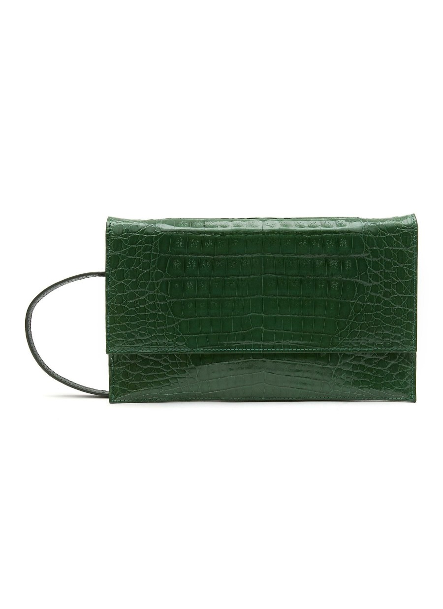 Bags * | Maria Oliver Good Quality 'Sofia' Caiman Leather Flapped Clutch