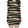 Clothing * | Rta Good Quality 'Akamu' Stripe Motif Distressed Knit Dress