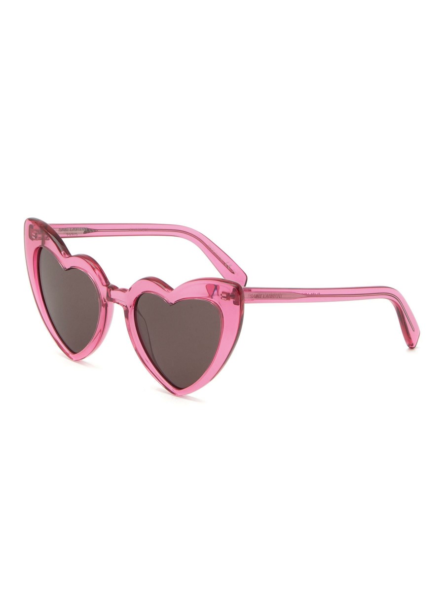 Accessories * | Saint Laurent Discount Grey Lens Acetate Heart Frame Sunglasses