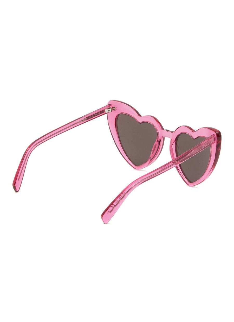 Accessories * | Saint Laurent Discount Grey Lens Acetate Heart Frame Sunglasses