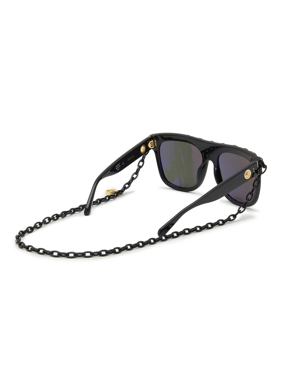 Accessories * | Linda Farrow Hot Sale 'Dakota' Acetate D Frame Grey Lens Laminated Acetate Chain Sunglasses