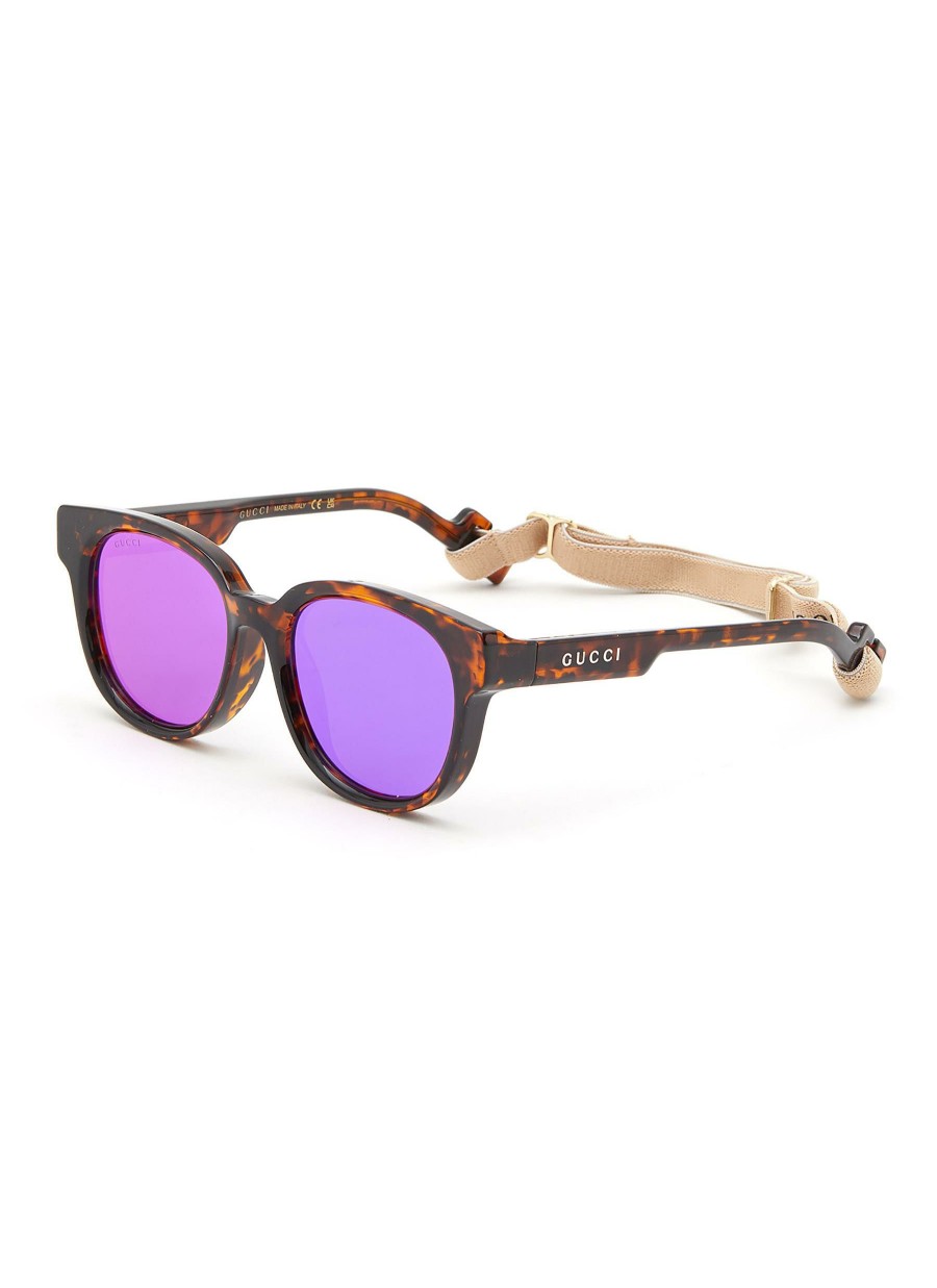 Accessories * | Gucci Online Detachable Strap Acetate Round Frame Purple Lens Sunglasses