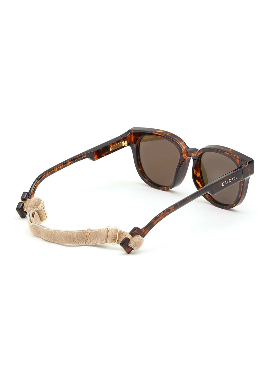 Accessories * | Gucci Online Detachable Strap Acetate Round Frame Purple Lens Sunglasses