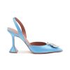 Shoes * | Amina Muaddi Flash Sale 'Begum' 95 Crystal Embellished Point Toe Satin Slingback Heels